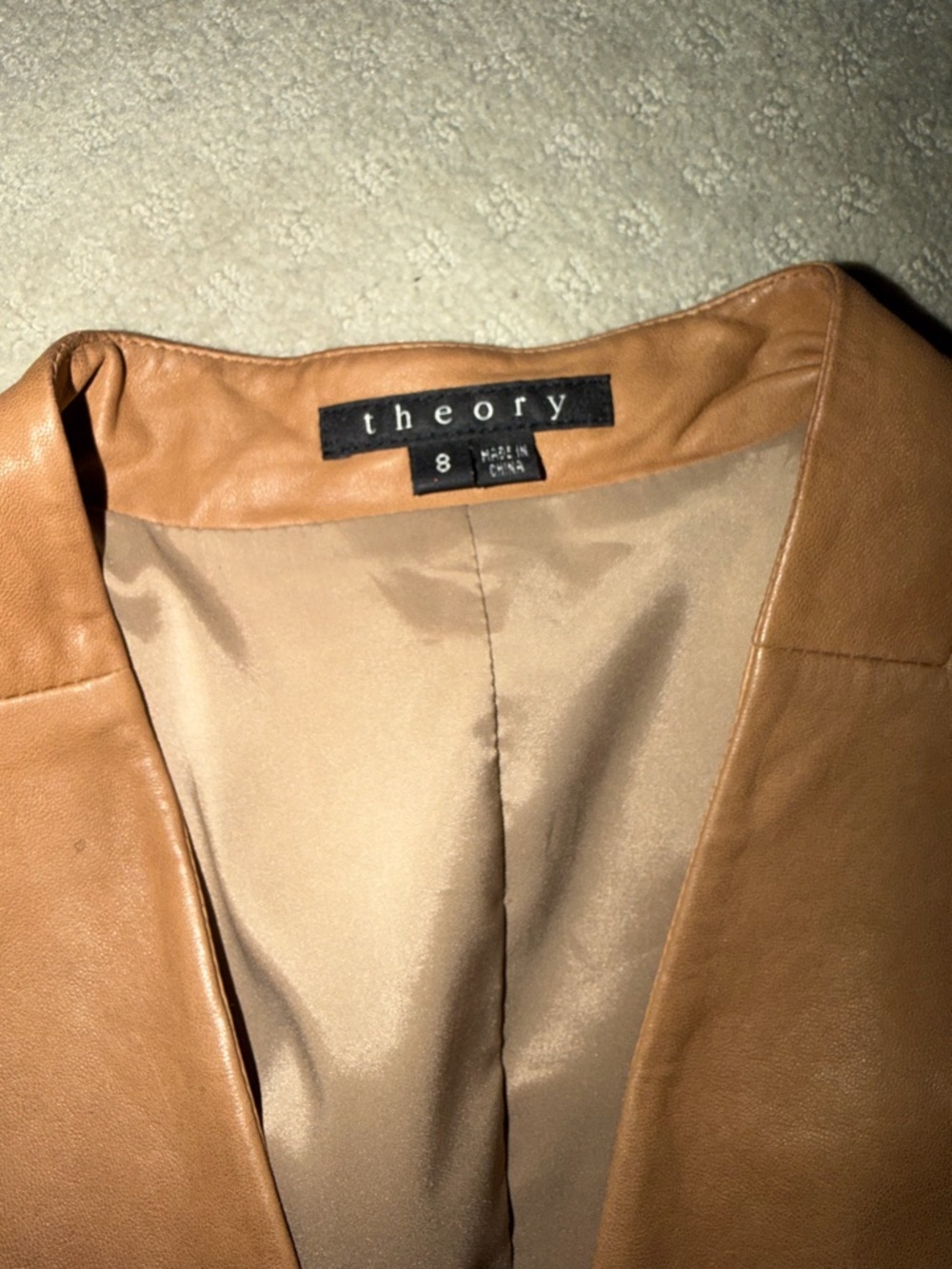 Theory Tan Leather Blazer Jacket